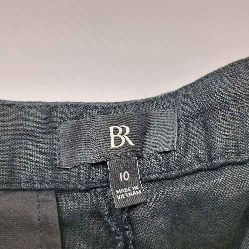 Banana Republic Pants Womens 10 Black 100% Linen Ankle Lightweight Career Office